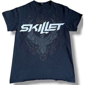 Skillet Band T-Shirt Mens Small Black Graphic Logo Rock Concert Gildan Tee